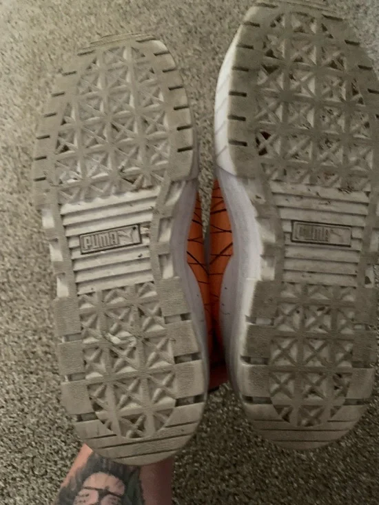 Puma White Platform Sneakers with Orange Formstripe and Pink Accents - Picture 3 of 4